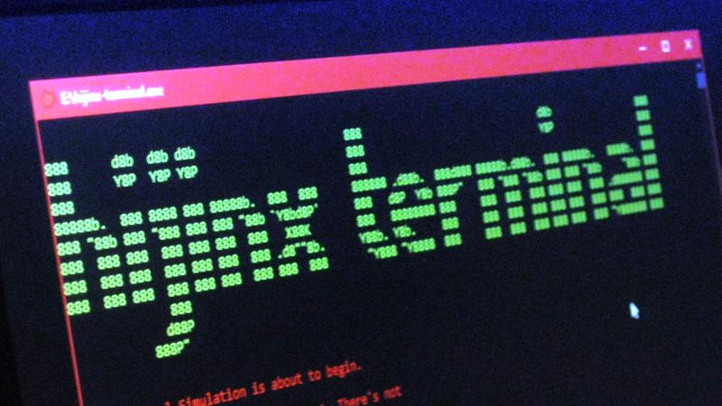 Photo of a command line terminal, with the title 'Hijinx Terminal' drawn in green ascii.
