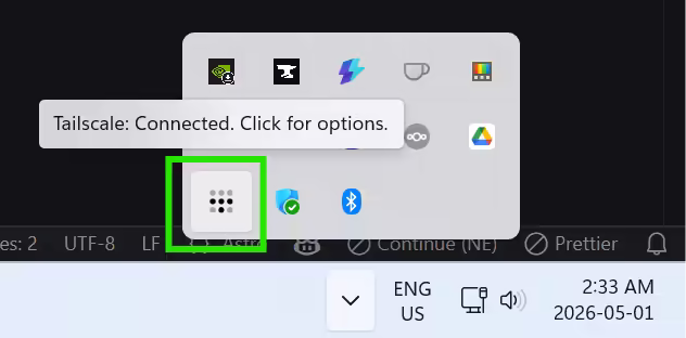 Tailscale icon in system tray